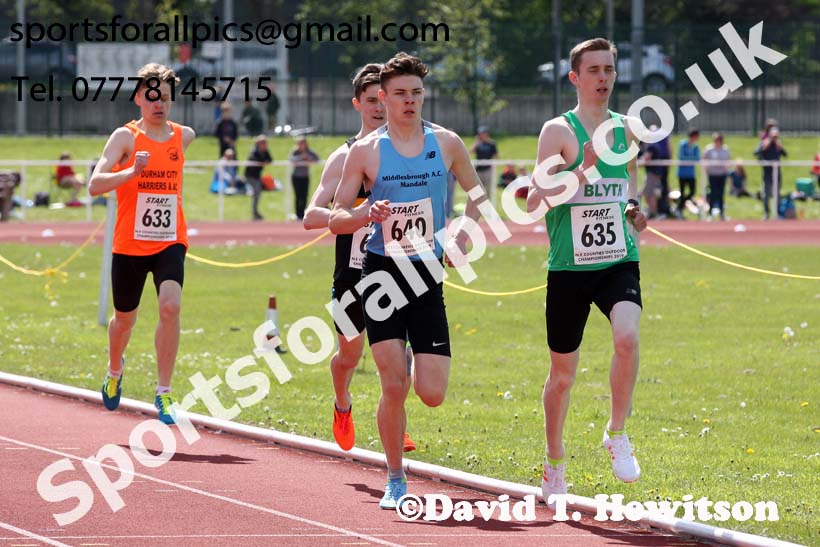 Mens under-20s 800 metres, 2019 North Eastern Track and Field Champs., Middlesbrough. Photo:  David T. Hewitson/Sports for All Pics